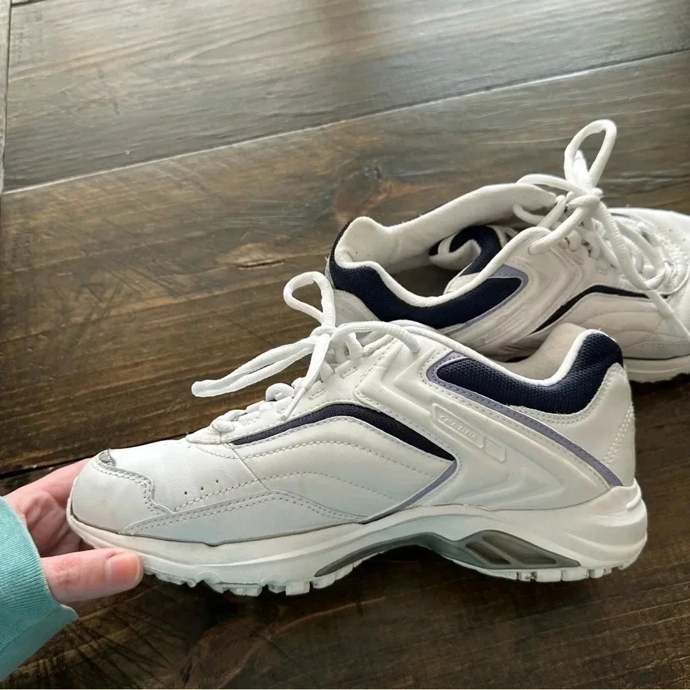 Reebok DMX Walk Men’s White & Blue Lace-Up Tennis Shoes Size 8 GUC